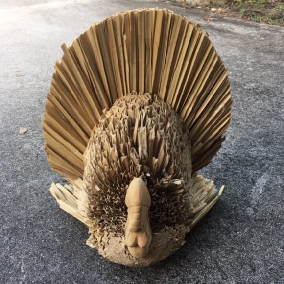Vintage Handmade Corn Husk TURKEY Fall Table Center Piece Decoration 16.5x13.5 - Picture 2 of 12